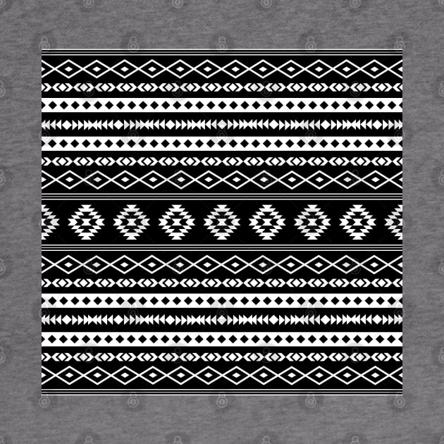 Aztec White on Black Mixed Motifs Pattern by NataliePaskell